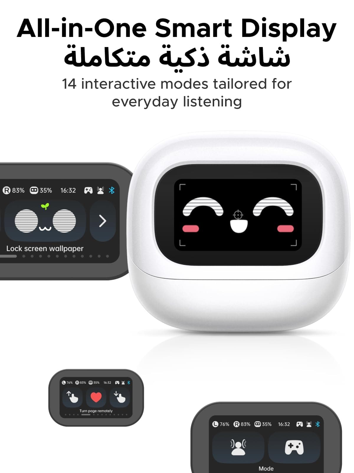 UGREEN 55137 EchoBuds Magic Active Noise Cancelling Earbuds with Smart Touchscreen 4