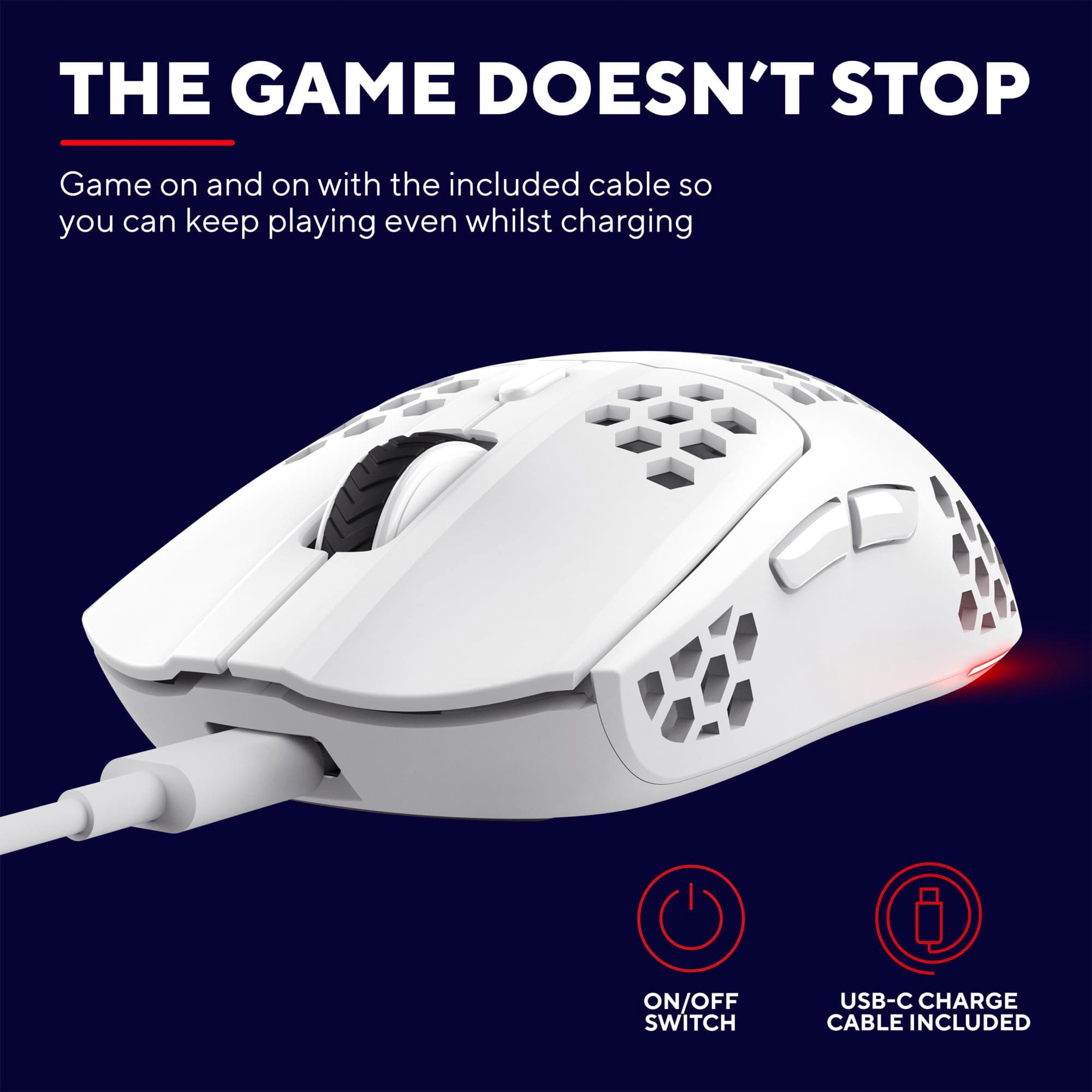 Trust GXT929W Helox Wireless Lightweight Mouse White 25390 3