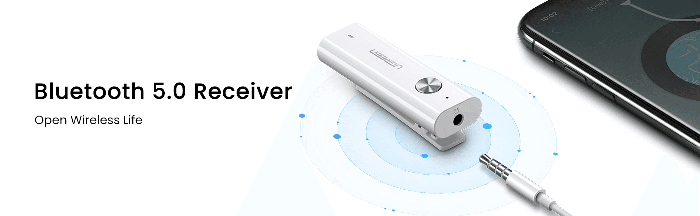 بلوتوث خارجي UGREEN 40854 Bluetooth Audio Receiver Ver 5.0 with 3.5 Audio+Mic+Battery 8