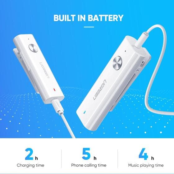 بلوتوث خارجي UGREEN 40854 Bluetooth Audio Receiver Ver 5.0 with 3.5 Audio+Mic+Battery 3