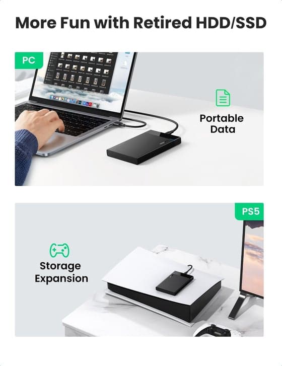 تحويلة هاردسك داخلي لابتوب إلى خارجي UGREEN 50743 USB-C 2.5 Inch Hard Drive Enclosure 4