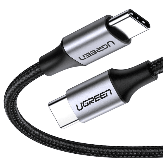 كيبل UGREEN 50152 USB2.0 C M/M Round Cable Nickel Plating Aluminum 2m Gray Black 1