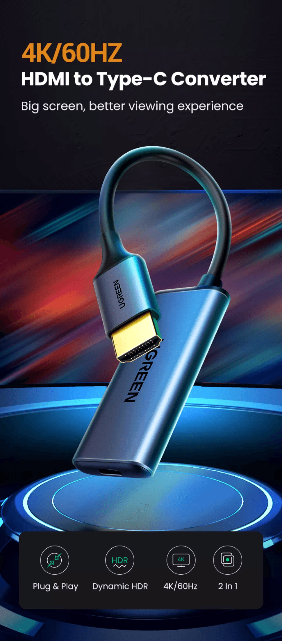 UGREEN 70693 HDMI to USB-C M/F Adapter 2
