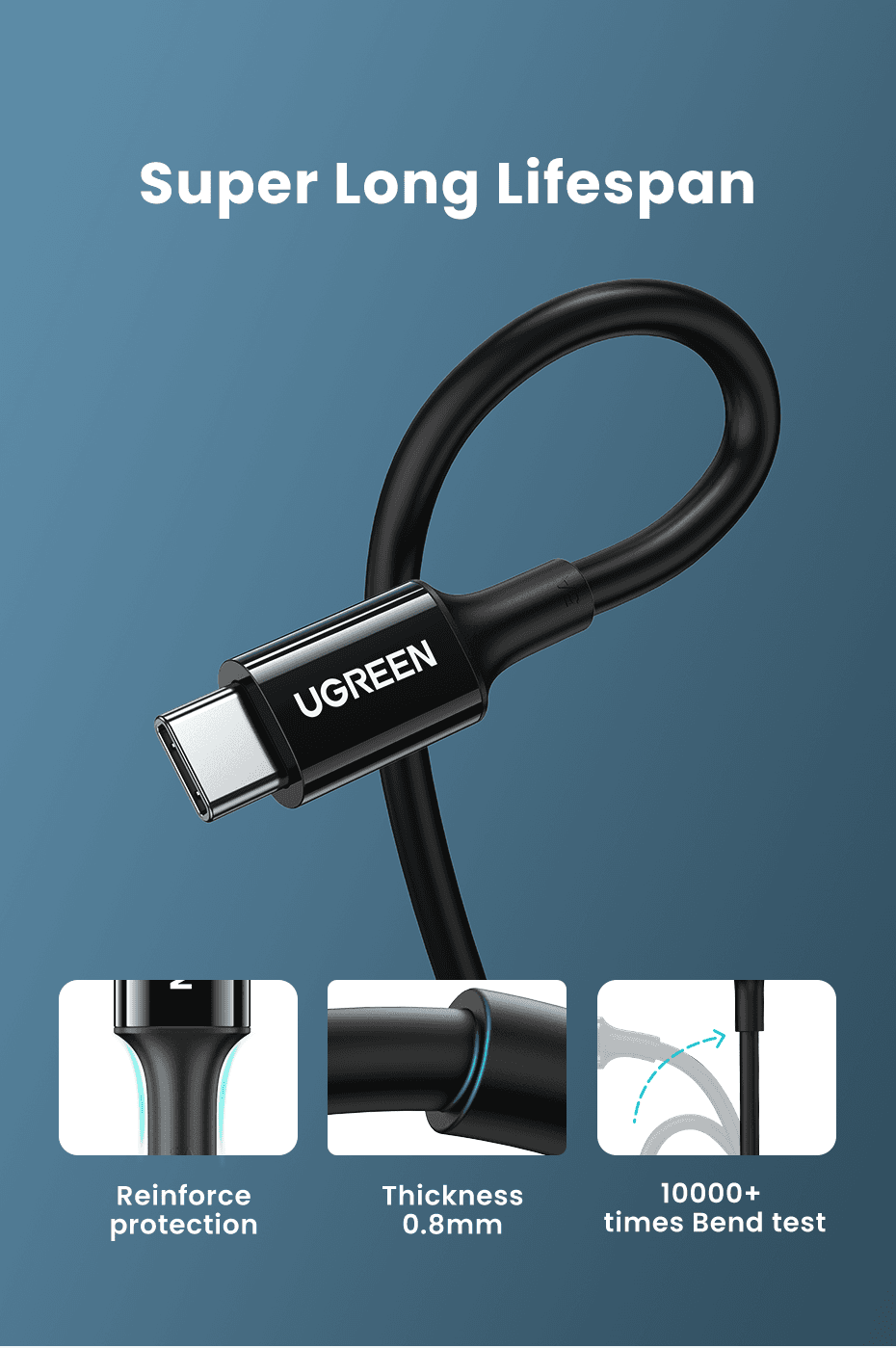 UGREEN 80372 USB-C 2.0 Charging Cable 100W 2m (Black) 2