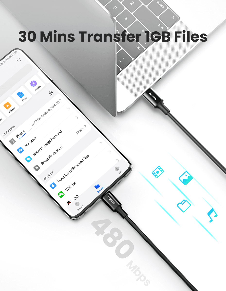 UGREEN 80372 USB-C 2.0 Charging Cable 100W 2m (Black) 8