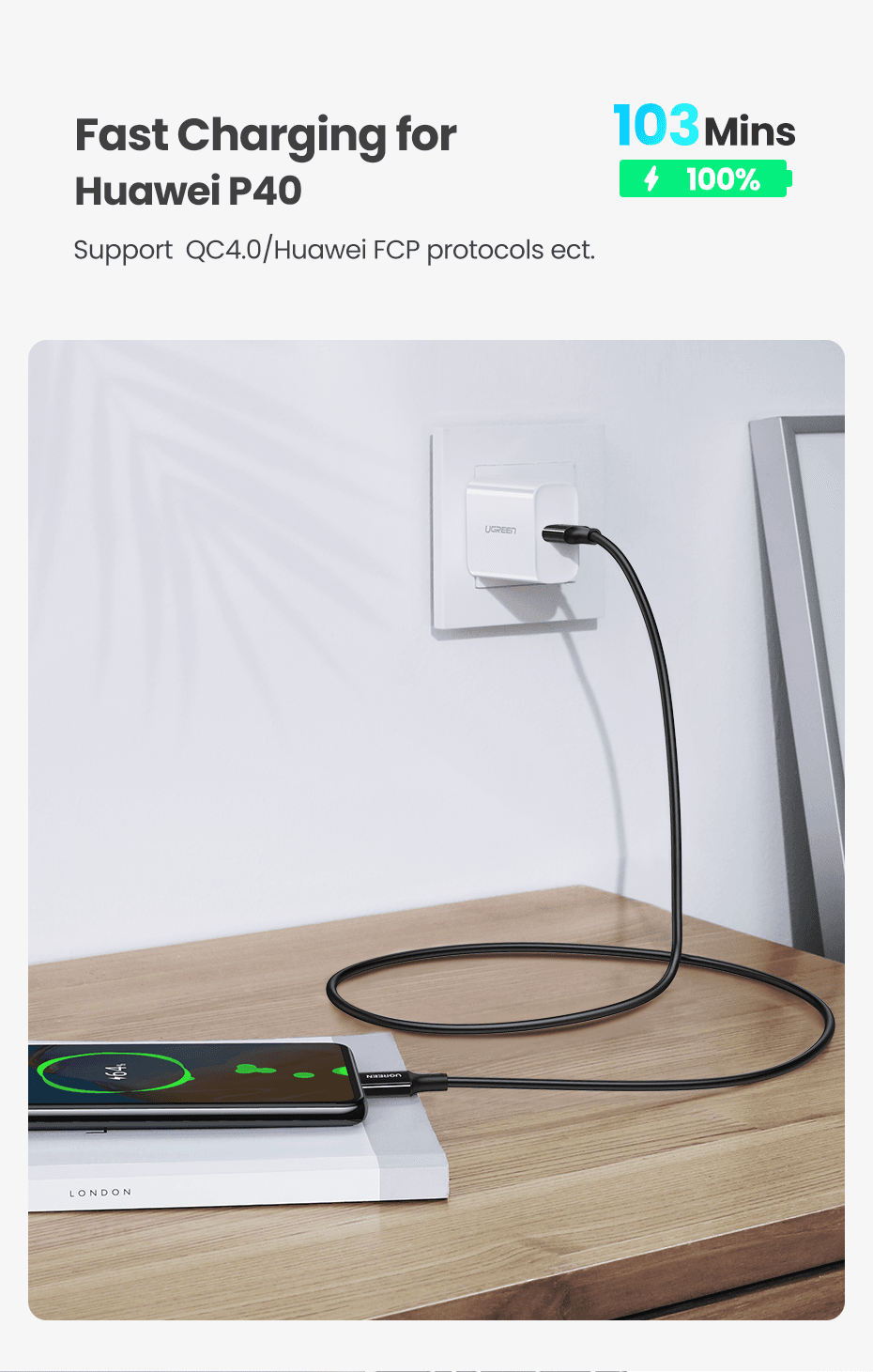 UGREEN 80372 USB-C 2.0 Charging Cable 100W 2m (Black) 9