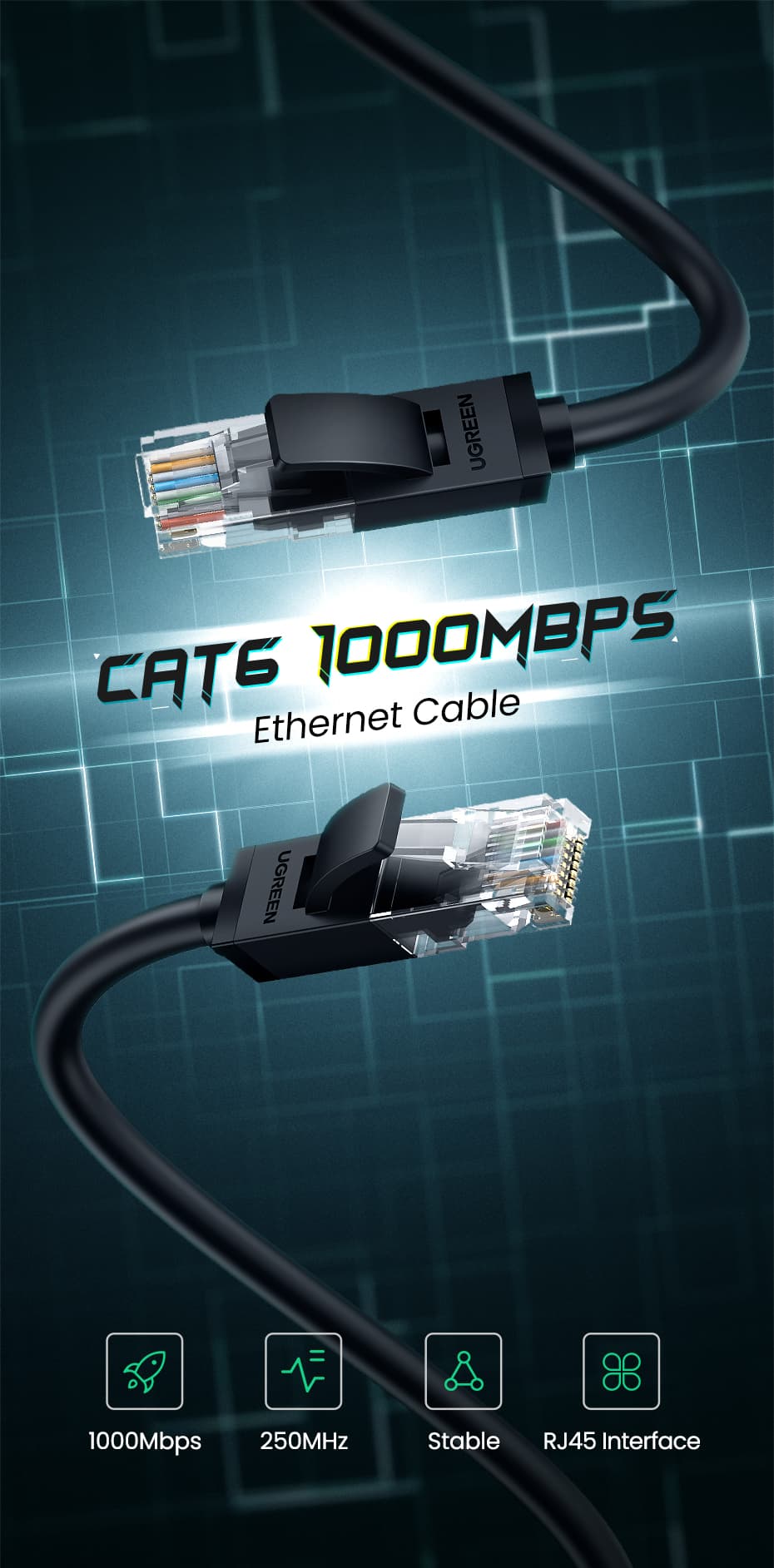 UGREEN 20167 Cat 6 U/UTP Lan Cable 25m (Black) 6