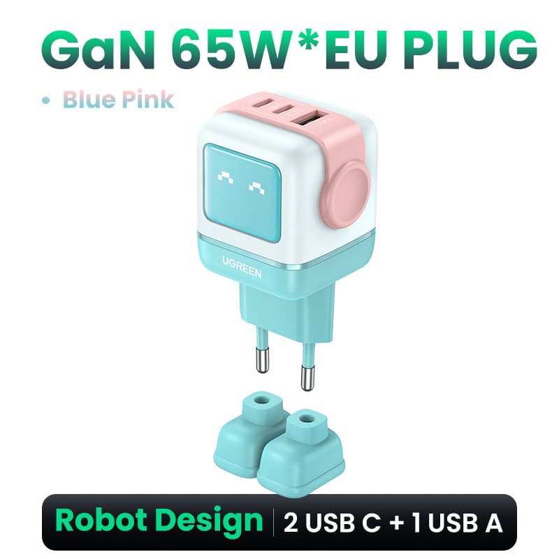 UGREEN 35855 Nexode RG 65W 3-Port GaN Fast Charger Pink Blue EU 3