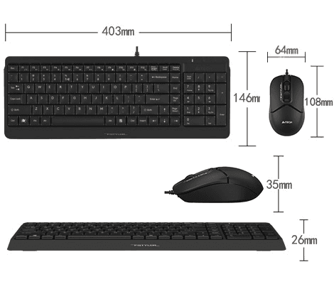 A4tech Fstyler F1512 2-Section Desktop Set Black 2