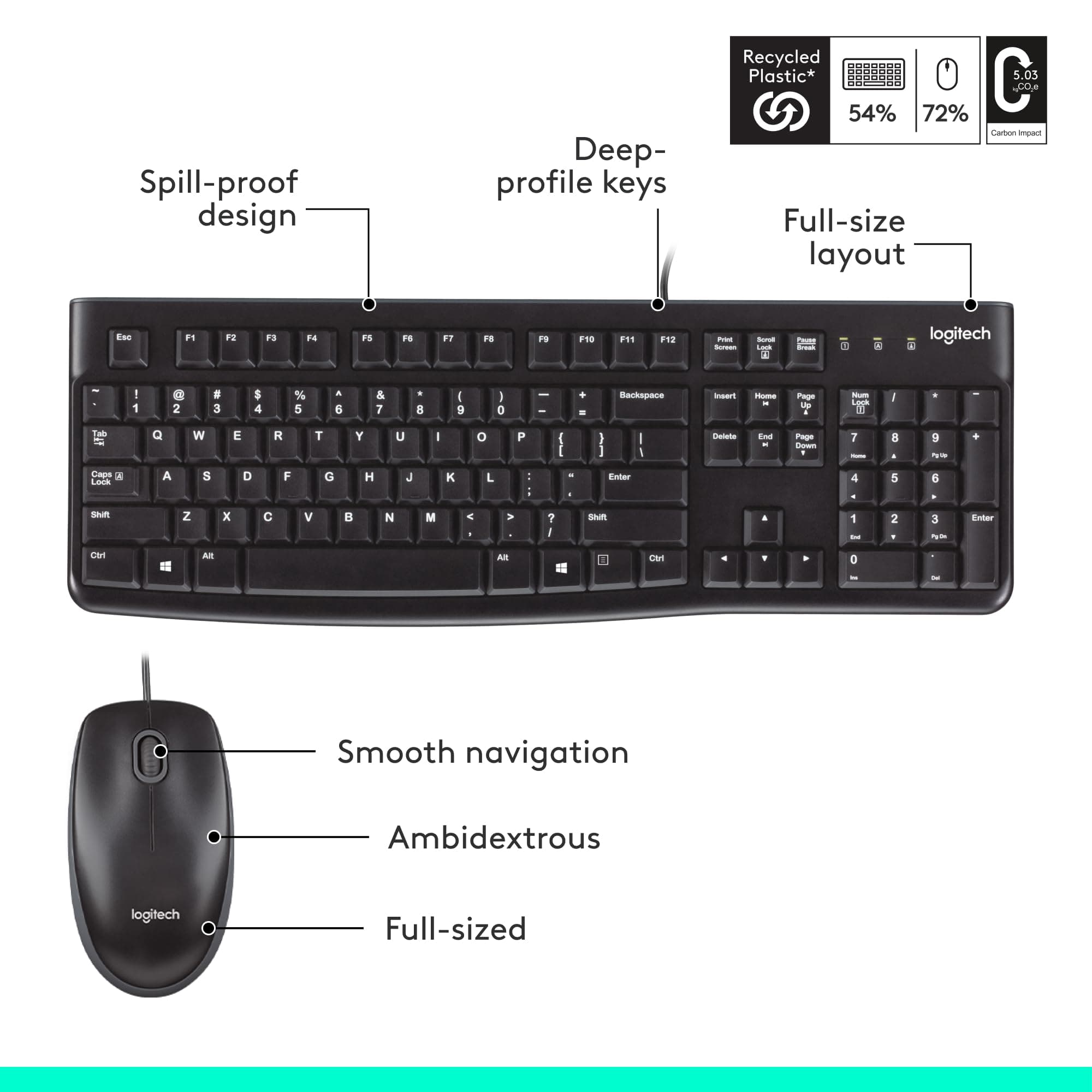 Logitech MK120 Corded Keyboard and Mouse Combo | 920-002546| 5
